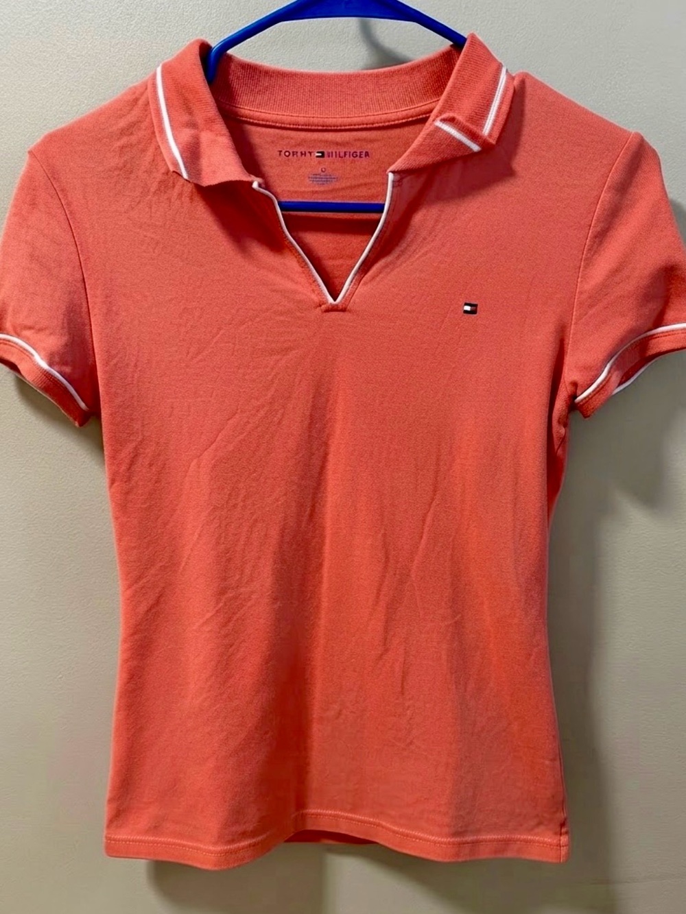 Tommy Hilfiger Coral Pink Polo Tank with White Trim
